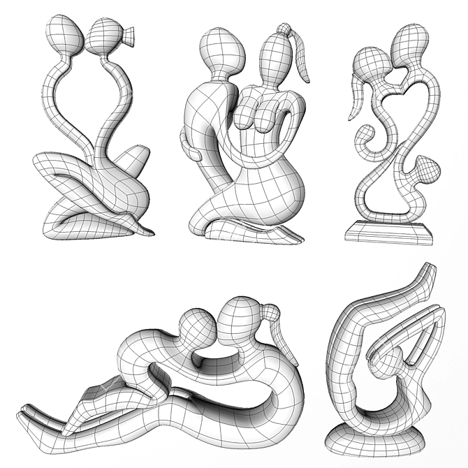 Eternal Kiss Sculpture Set 3D model image 3