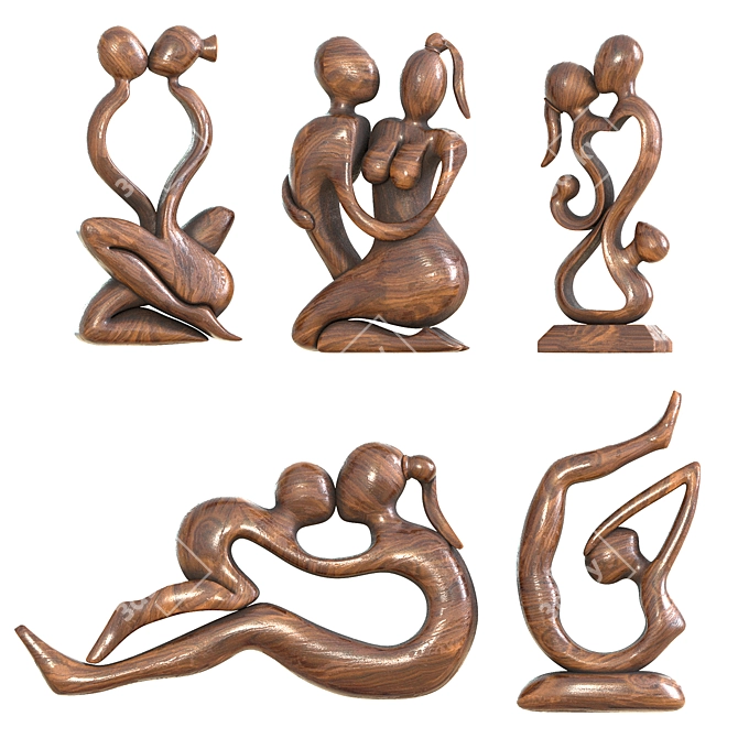 Eternal Kiss Sculpture Set 3D model image 5