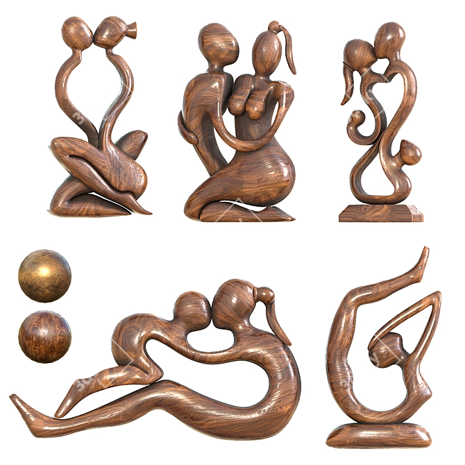 Eternal Kiss Sculpture Set 3D model image 8