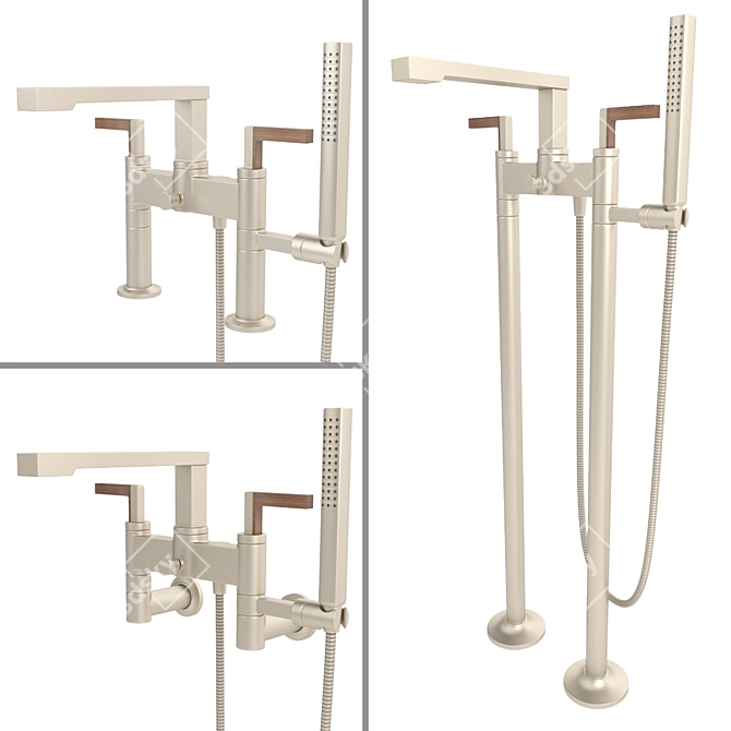 Title: Frank Lloyd Wright-Inspired Brizo Faucet & Shower 3D model image 11