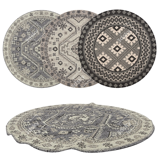 Versatile Round Rugs Set - No 309 3D model image 1