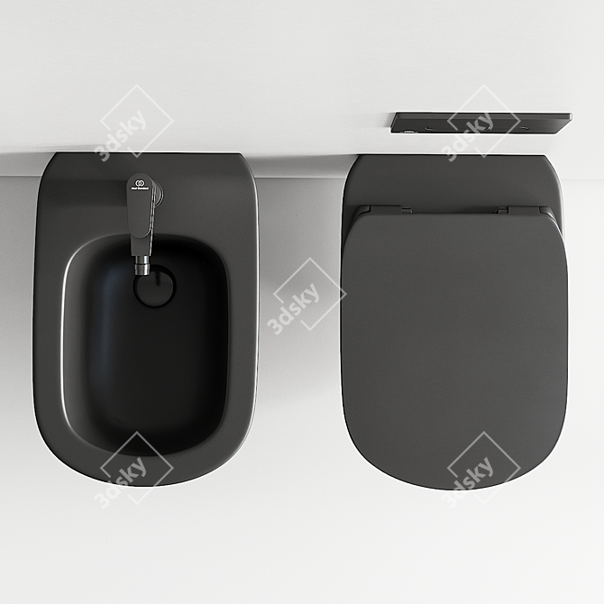 Modern Tesi Wall-Hang WC & Bidet 3D model image 4