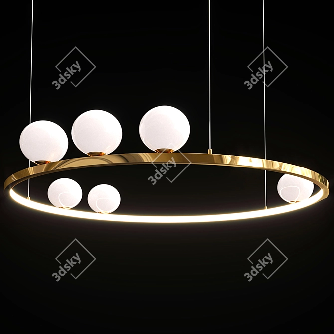 Nordic Round LED Pendant: Creative Dining Room Lighting 3D model image 1