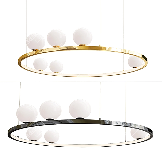 Nordic Round LED Pendant: Creative Dining Room Lighting 3D model image 2