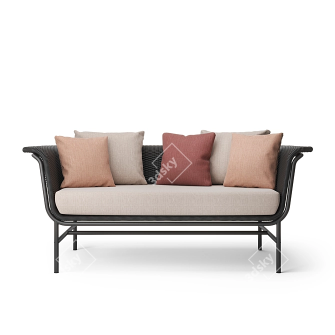 Wicked Lounge Sofa 2S: Sleek Pink Cushions 3D model image 2