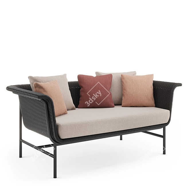 Wicked Lounge Sofa 2S: Sleek Pink Cushions 3D model image 4