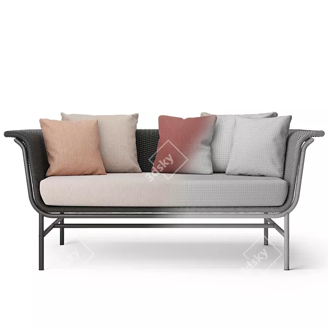 Wicked Lounge Sofa 2S: Sleek Pink Cushions 3D model image 5