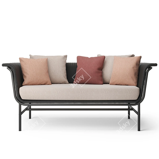 Wicked Lounge Sofa 2S: Sleek Pink Cushions 3D model image 6
