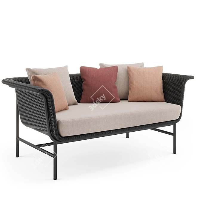 Wicked Lounge Sofa 2S: Sleek Pink Cushions 3D model image 7