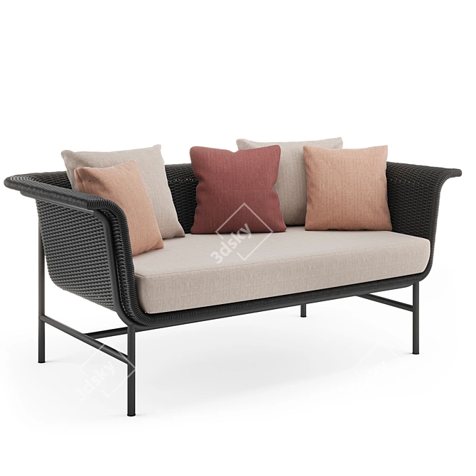 Wicked Lounge Sofa 2S: Sleek Pink Cushions 3D model image 9