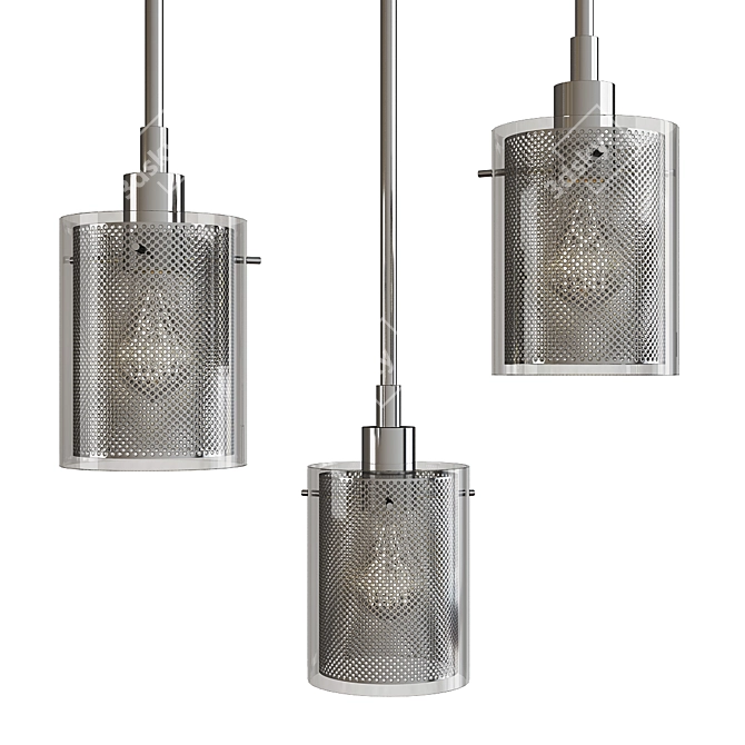 Sleek Grid Mini Pendant Light 3D model image 1