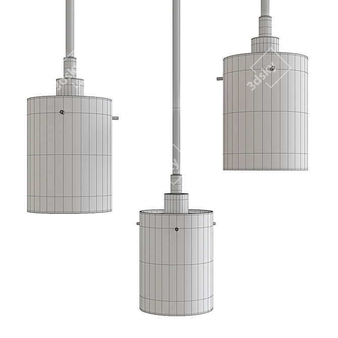 Sleek Grid Mini Pendant Light 3D model image 2