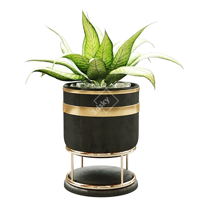 Elegant Greenery in Vase 3D model image 2