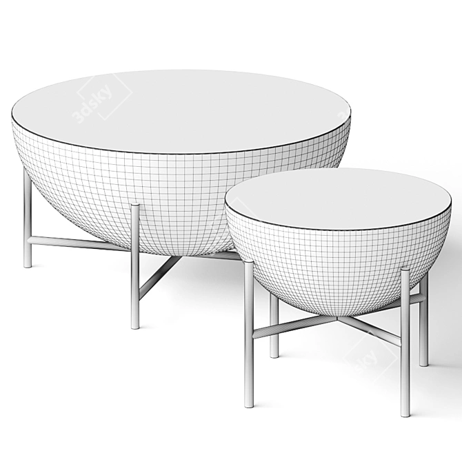 Modern Darbuka Coffee Tables | Set of 2 | Stylish Design 3D model image 2