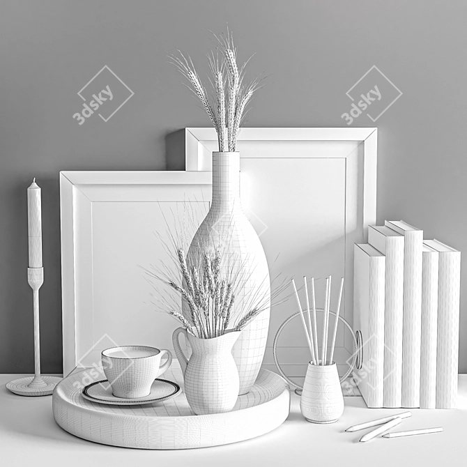 Elegant Interior Decor Set 3D model image 3