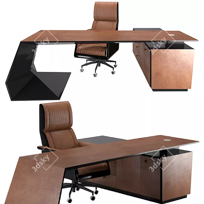 Luxury Carbon Leather Desk 3D model image 1