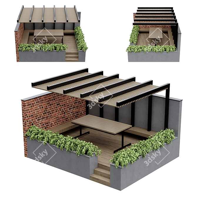 Versatile Outdoor Pergola: Pergola_02 3D model image 1