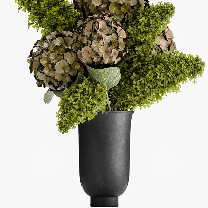 Green Spring Bouquet in Black Vase 3D model image 4