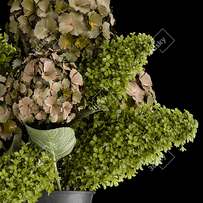 Green Spring Bouquet in Black Vase 3D model image 5
