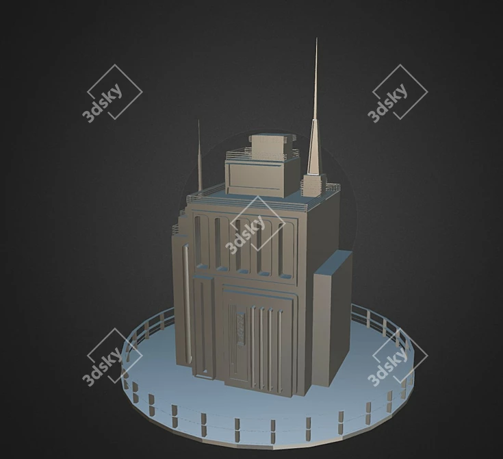 Futuristic Cyberpunk Building 3D model image 2