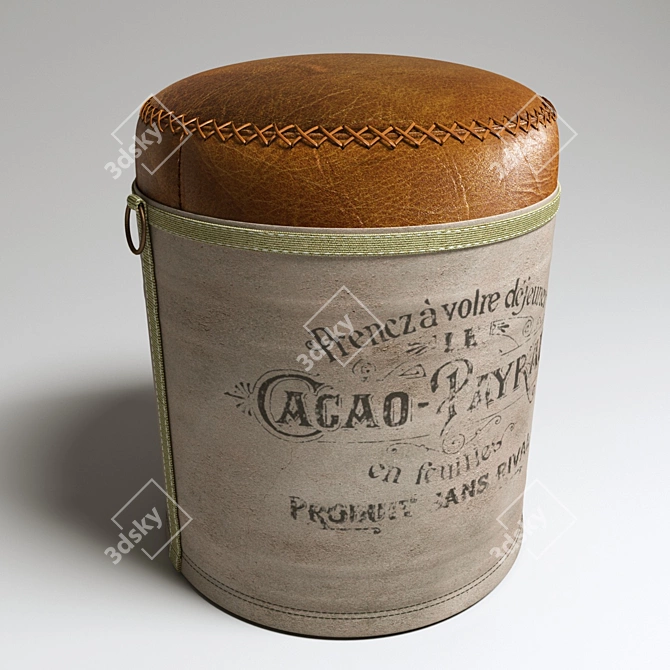 Vintage-inspired Leather Pouf 3D model image 1