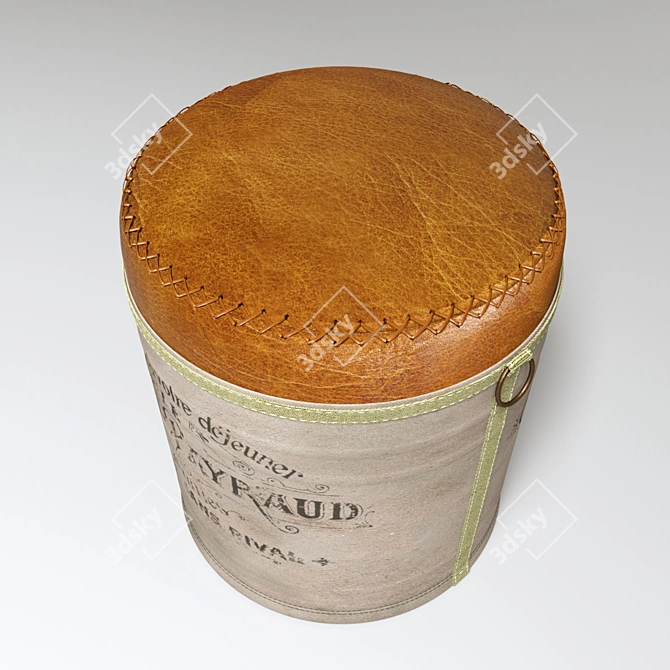 Vintage-inspired Leather Pouf 3D model image 3