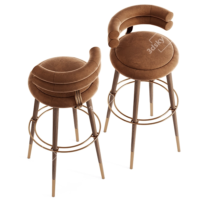 Elegant Mezzo Bar Chair 3D model image 3