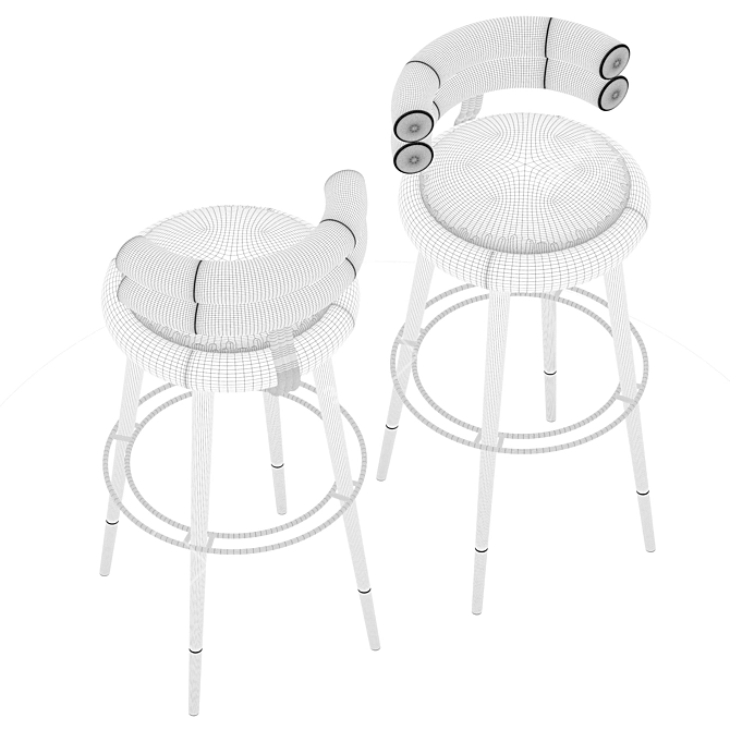 Elegant Mezzo Bar Chair 3D model image 5