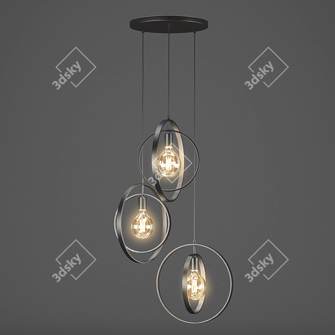 Industrial Charcoal Metal Ceiling Lamp 3D model image 3