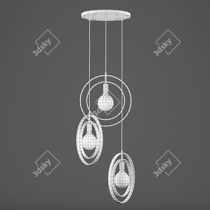 Industrial Charcoal Metal Ceiling Lamp 3D model image 4