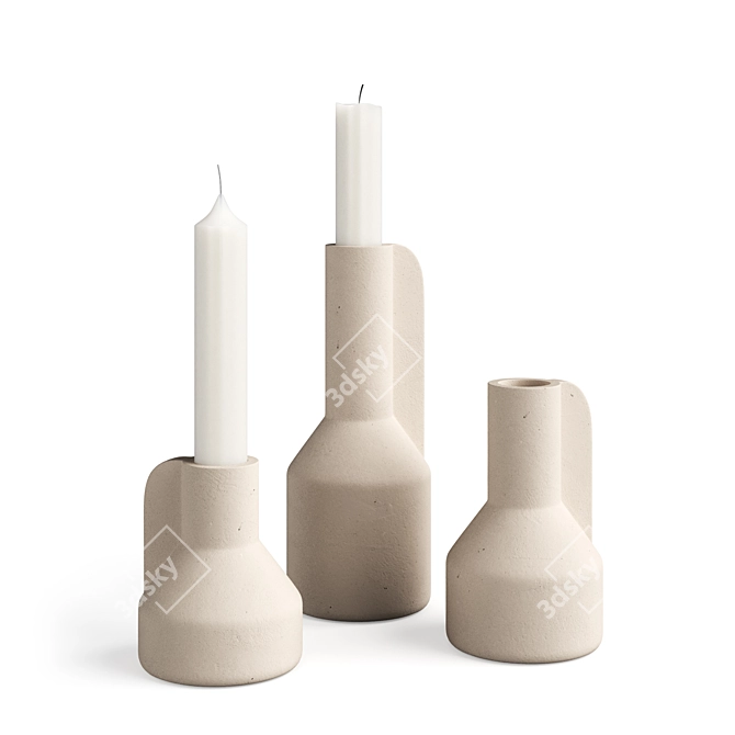 Ceramic Candleholder Set 3D model image 1