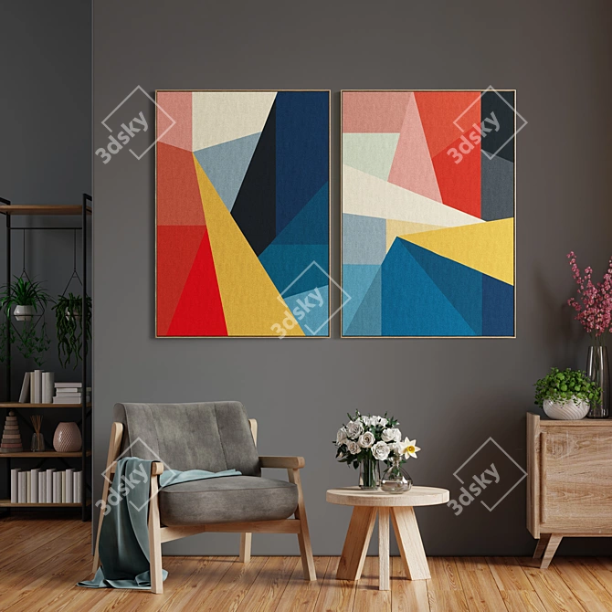 Modern Abstract Frame Set 3D model image 3