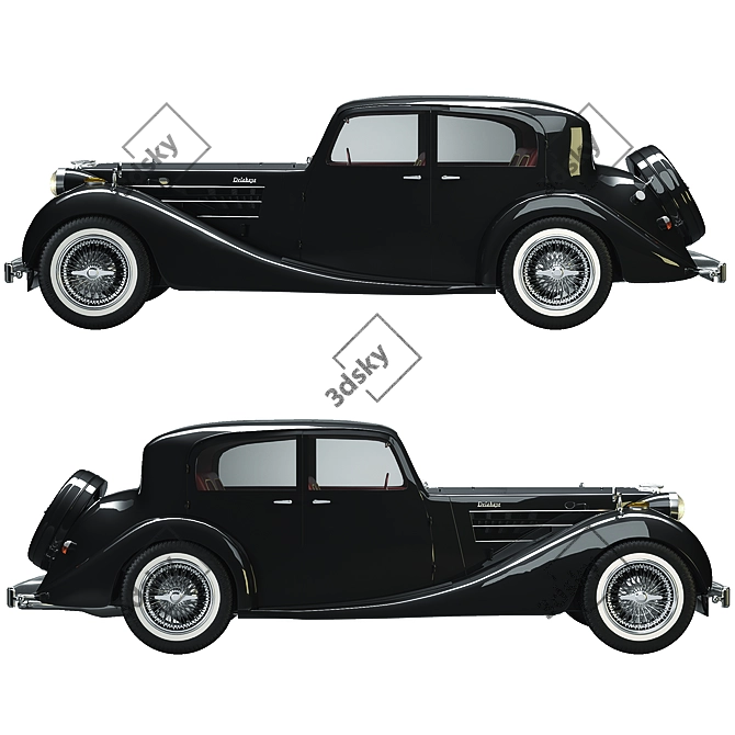 Vintage 1938 Delahaye Sedan: Exquisite Detailing 3D model image 1