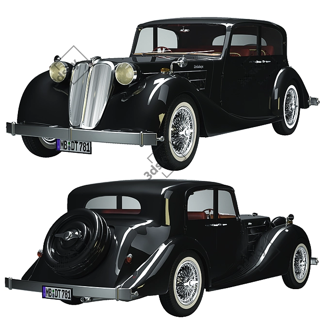 Vintage 1938 Delahaye Sedan: Exquisite Detailing 3D model image 2