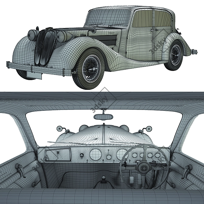 Vintage 1938 Delahaye Sedan: Exquisite Detailing 3D model image 5