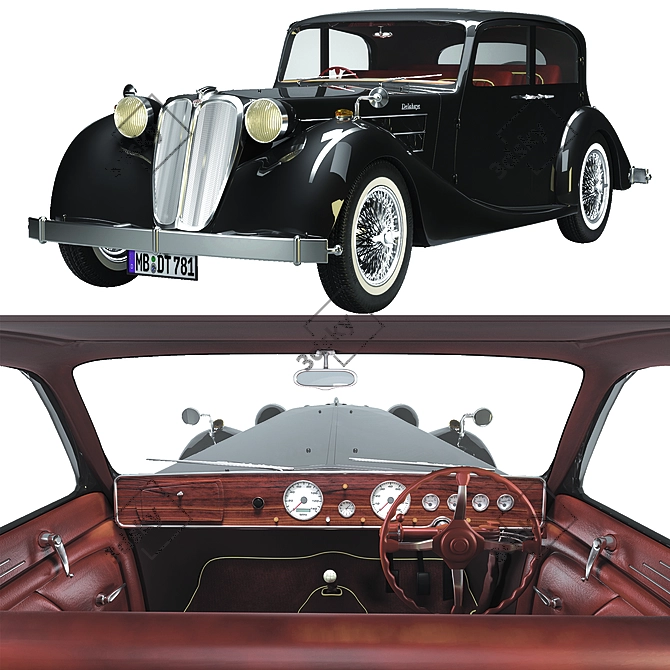Vintage 1938 Delahaye Sedan: Exquisite Detailing 3D model image 6