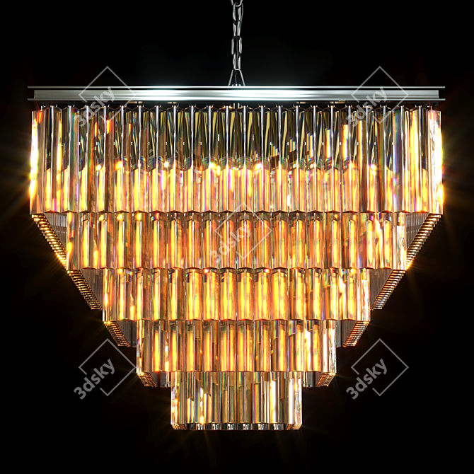 Vintage Odeon Square Chandelier 3D model image 1