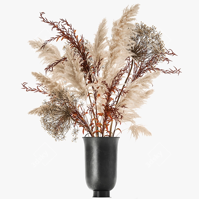 Elegant Dry Reed Bouquet 3D model image 6