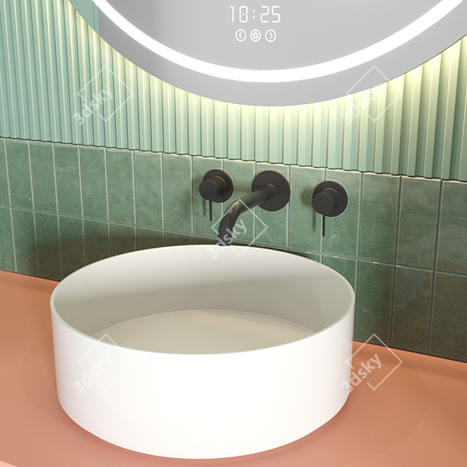 Modern Bath Set: Sink, Mirror, Wardrobe 3D model image 4