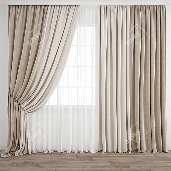 Poly Model Curtain Set 3D model image 5