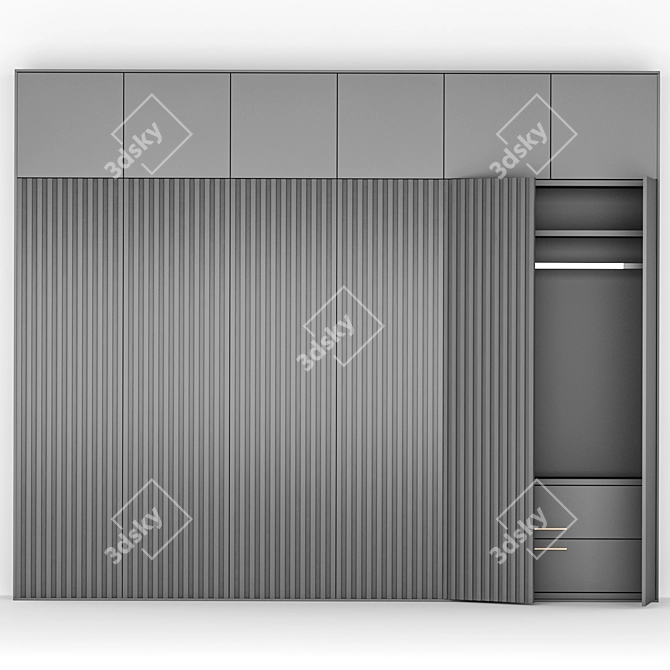 Modern 360cm Wardrobe: Sleek Design! 3D model image 1