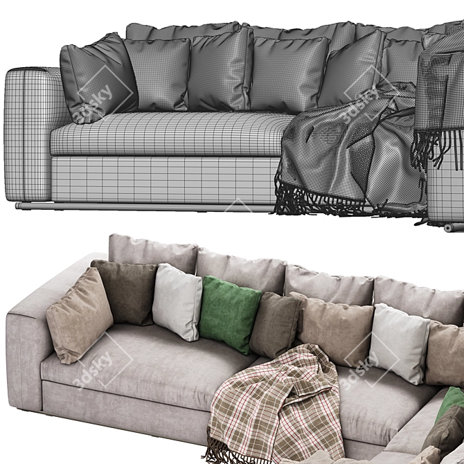 FLEXFORM Asolo 270 XF: Sleek Sofa with UV Mapping 3D model image 4