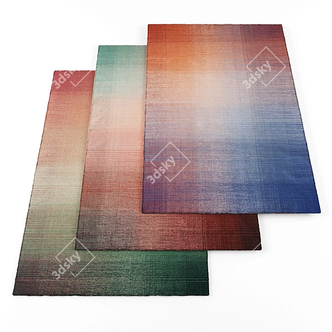High-Res Rugs Bundle: 3 Textured Pieces 3D model image 1