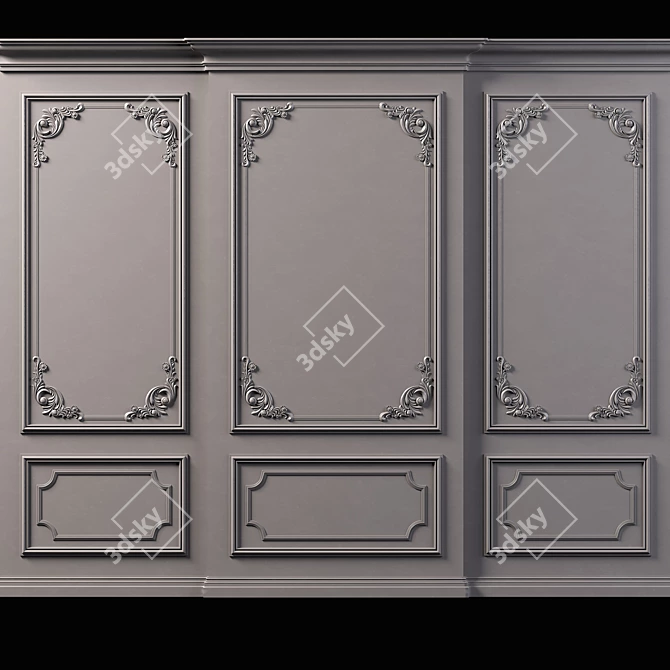 Elegant Wall Molding: 3D Max 2014, Corona 6.2, FBX & OBJ Export 3D model image 2