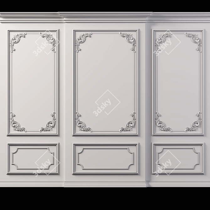 Elegant Wall Molding: 3D Max 2014, Corona 6.2, FBX & OBJ Export 3D model image 3