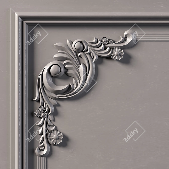 Elegant Wall Molding: 3D Max 2014, Corona 6.2, FBX & OBJ Export 3D model image 5