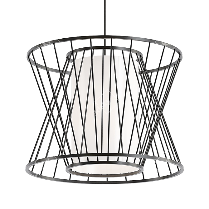 Elegant Chinese Bamboo Pendant Light 3D model image 1