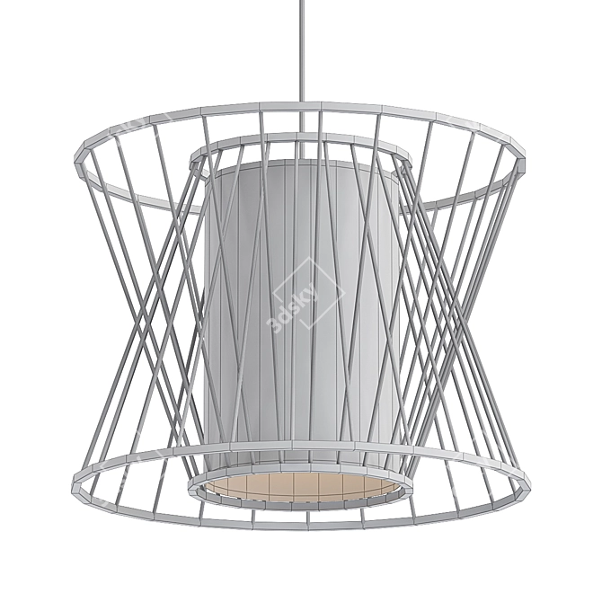 Elegant Chinese Bamboo Pendant Light 3D model image 2