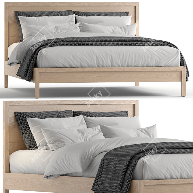 Modern Queen Size Marcel Bed 3D model image 1