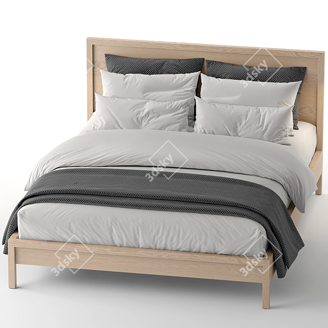 Modern Queen Size Marcel Bed 3D model image 2